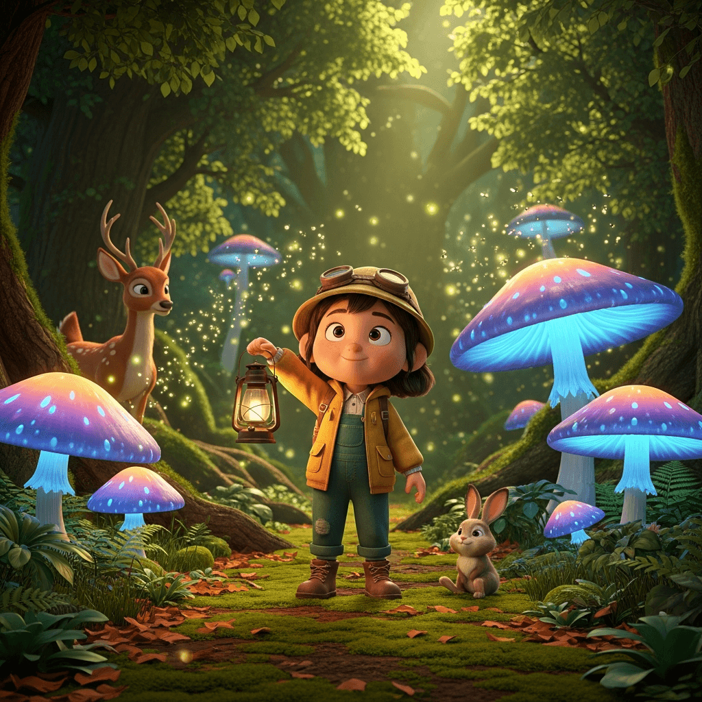 숲속 모험 테마 동화책 일러스트