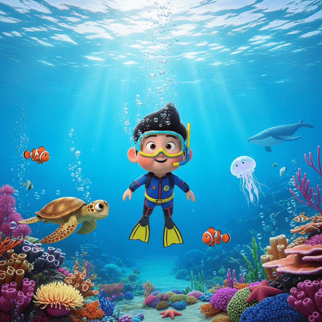 바다 여행 테마 동화책 일러스트