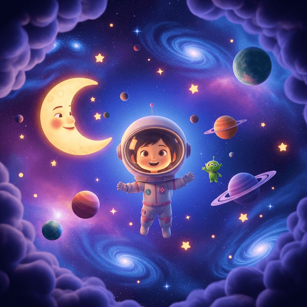 우주 탐험 테마 동화책 일러스트